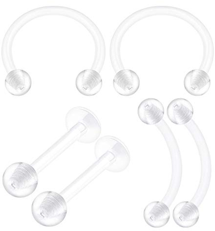 KJM FASHION 6 Stk Durchsichtig Bioflex Labret 1,2mm 16g Rook Ohrringe