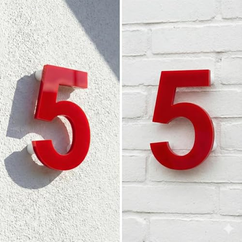 Hausnummer Hochglanz Acryl Rot RAL: 3H01 - Türnummer - Post Nummer - Acrylglas