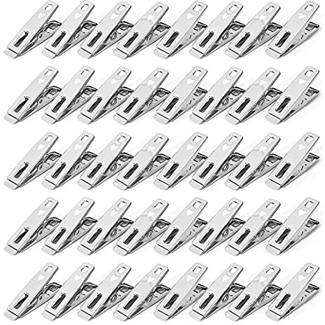 Vinsani ® Laundry Clothes Pegs Stainless Steel Spring-Loaded Metal Clip Strong Grip and Windproof Laundry Pegs Quality Non-Slip Clothes Pins for Home and Garden 2 Packs of 20