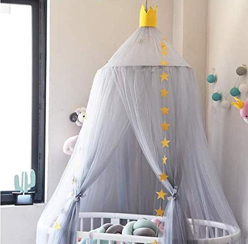 Marbeine - Baldacchino per bambini, motivo: principessa garza zanzariera per bambini, per interni ed esterni, tenda da gioco a baldacchino, protezione dagli insetti (grigio)