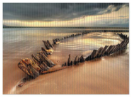 Wallario Duschmatte Antirutschmatte Badmatte Fußmatte Bootswrack in Irland am Strand, Größe ca. 90 x 65 cm