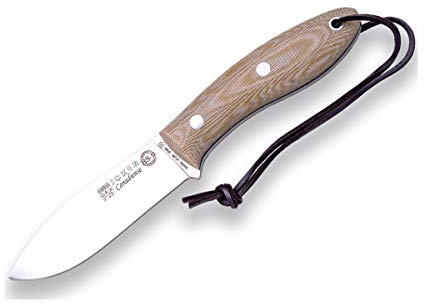 Joker Cuchillo de caza deportivo Canadiense, hoja de 10,5 cm, incluye funda piel, Herramienta de pesca, caza, camping y senderismo (CANVAS P)