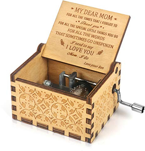 BOOB For mom from son You Are My Sunshine Hand Crank Music Box Wood cute Engraved Vintage Musical Box Mom Gift for Birthday, Mother’s Day Christmas Thanksgiving Day