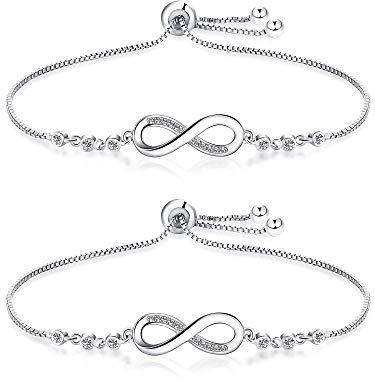 2 Stück Unendlichkeit Armband Verstellbar Freundschaftsarmband für Weihnachten Valentinstag Muttertag