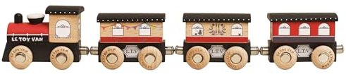 Le Toy Van Royal Express Holzeisenbahn für Kinder ab 3 Jahren, Montessori-Spiel mit 5 abnehmbaren Magnetwagen, hergestellt aus ökologischem FSC-zertifiziertem Holz