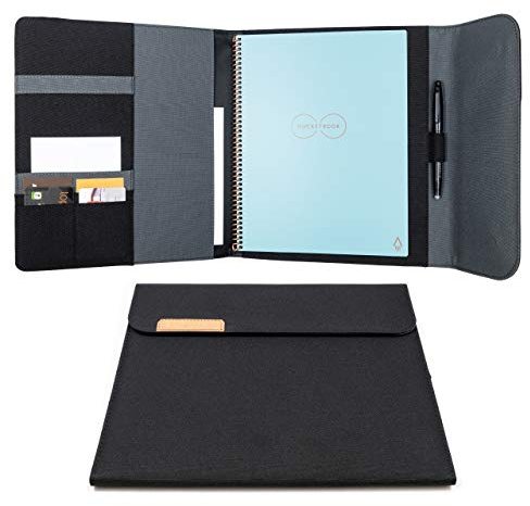 Rocketbook Capsule 2.0 Folio Cover für Core, Panda und Fusion – 100% recycelbare Hülle mit Stifthalter, Magnetverschluss und Innenaufbewahrung – Schwarz, Briefgröße – 21,6 x 27,9 cm