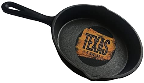 TEXAS CLUB Cast Iron Frying Pan with Metal Handle, 14cm Diameter