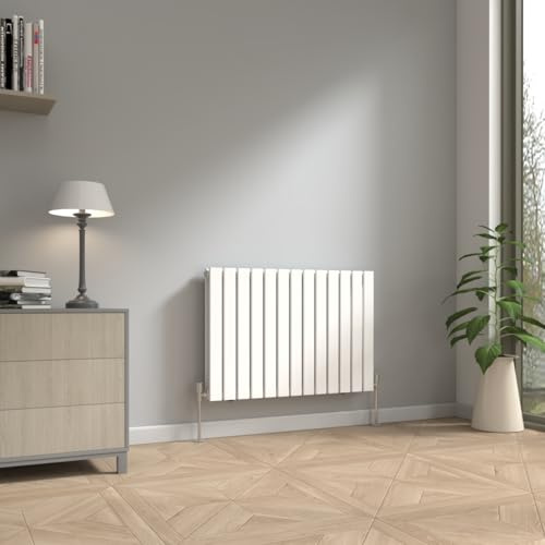 NRG 600 x 884mm Horizontal Radiator Gloss White Double Flat Panel | Central Heating Heater Radiator, Mild Steel, Powder Coated Finish, Modern, Designer Radiator, for Kitchen, Bathroom