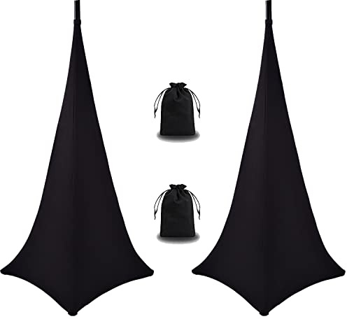 Lot de 2 Housses de trépied pour Haut-Parleur DJ - Couverture à 360 degrés - Noir
