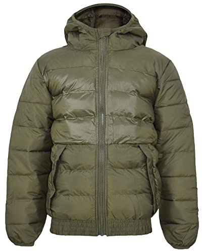 A2Z 4 Kids Jungen Jacke Gepolstert Lässig Bubble Kapuze Mantel Winddicht Kalt Wetter Reißverschluss - Jacket JK31 Olive 13