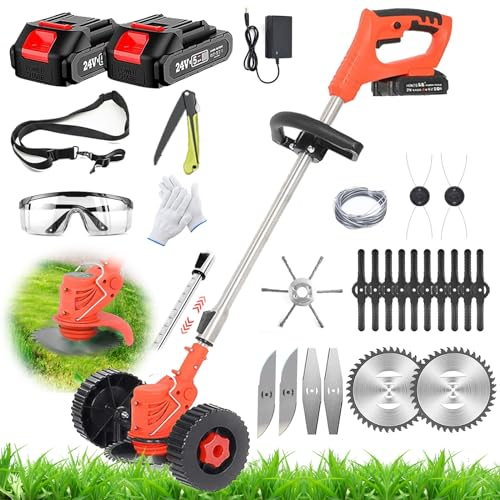 Corte de Borde inalámbrico con batería de 21 V, desbrozadora con batería eléctrica inalámbrica, con batería y 3 Tipos de Cuchillas, para Corte de jardín, céspedes y Tierras agrícolas