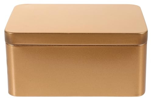Zerodeko Rectangular Tinplate Box with Lid Tea Leaf Storage Container Candies Organizer Portable Home Storage Box for Small Items Travel Use 13.00 X 8.00 X 6.00 cm
