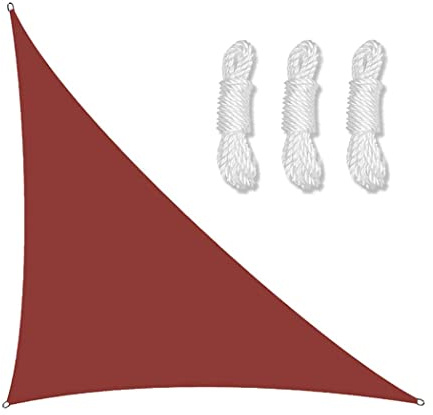 PRELGOSP Voile Dombrage Triangle Rectangle, Imperméable Voiles D'Ombrage pour Patio, Toile D'Ombrage Triangulaire de Bloc UV de 98% pour Jardin Terrasse Camping,Dark Red,4x4x5.7m