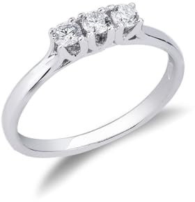 GV GIOIELLI DI VALENZA Anello Trilogy in Oro bianco 18k con Diamanti, 0,25 ct