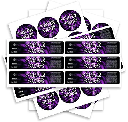 60ml Jar Stickers - Lid and Side Label Stickers- 3.5g Glass Jar Stickers - Stickers ONLY - Purple Punch x20