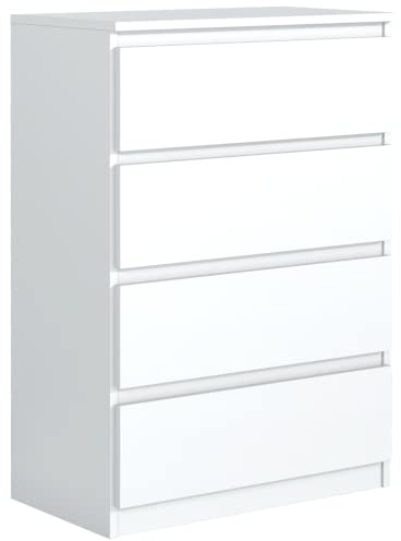 meble masztalerz Kommode 70, 4 Schublade, Weiß | Kommodenschrank 70x102x39 cm, Moderne Schubladenschrank, Sideboard für Wohnzimmer, Flur & Schlafzimmer