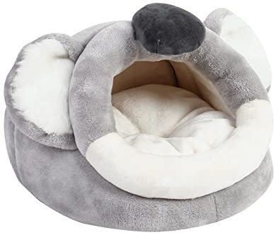 Liemuao Kleintierhöhle für Chinchilla, Meerschweinchen Höhle,Waschbar Kaninchen Kuschelhöhle für Hamster,Eichhörnchen,kleine Kaninchen und andere Kleintiere (L, Grau)