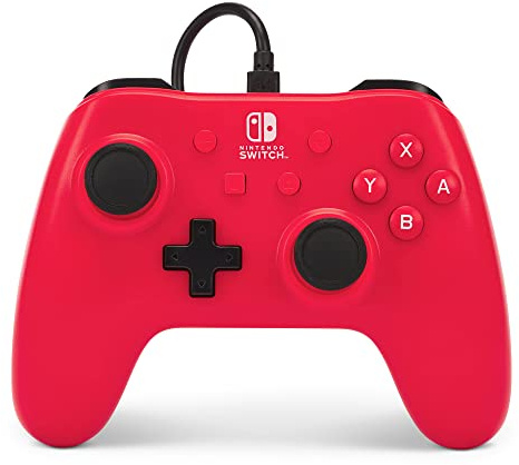 Kabelgebundener PowerA-Controller für Nintendo Switch - Raspberry Red, Gamepad, Spiele-Controller, kabelgebundener Controller, Offiziell Lizenziert
