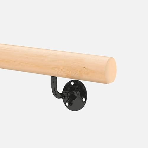 Wandhandlauf-Set rund aus Holz + Befestigungsstützen