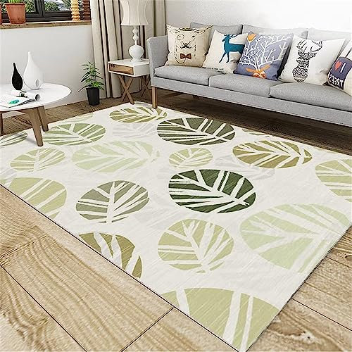 RUGMRZ Fleckerlteppich Büro Teppich Grüner Blatt dekorierter Freizeitteppich kann für viele Jahre verwendet Werden Teppichen 50X80CM