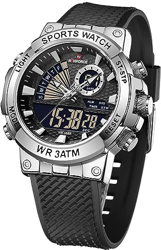 BY BENYAR Reloj Deportivo Digital analógico de Cuarzo para Hombre Reloj cronógrafo multifunción Militar Impermeable con Correa de Silicona