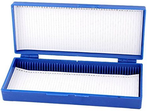 XYZOOM Blaue Kunststoff-Rechteck-Form für 50 Mikroslide-Objektträger-Mikroskopbox(a5015 f26ed e0426 d039a 519c8 673b4