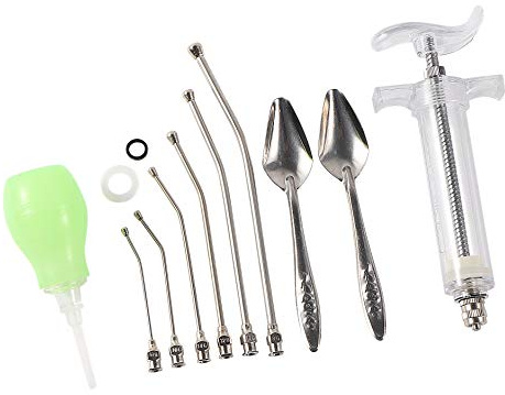 FULAIERGD Lot de 6 seringues d'alimentation manuelles pour bébé Bird Parrot avec 6 tubes incurvés et cuillère d'alimentation en acier inoxydable (50 ml)