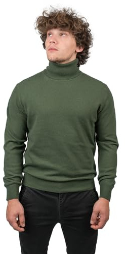 Dalle Piane Cashmere – polotröja av blandad kashmir, tillverkad i Italien – män, kaki, S