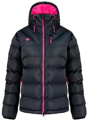 Izas Ampriu W Chaqueta de Mujer para Invierno con Membrana Resistente al Viento y Lluvia. Abrigo Acolchado de Fibras con Cremallera, Capucha y Bolsillos. Anorak Transpirable para Frío y Nieve. Negro