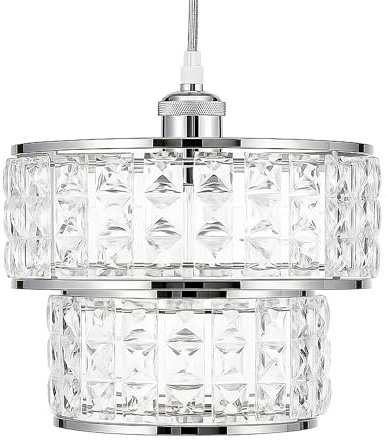 Innoteck Acrylic 2 Tier Ceiling Pendant Light Shade Chrome