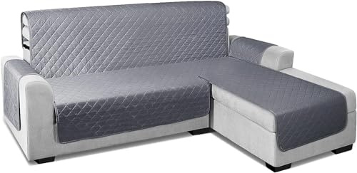 TAOCOCO Sofa Überzug L Form, Sofabezug Wasserdicht Mit Gummiband，Wohnzimmer Anti-Rutsch Gepolsterter Sofaschutz für Haustiere, Katzen, Hunde, Spielende Kinder(Dunkelgrau, L-Form 2 Sitzer)