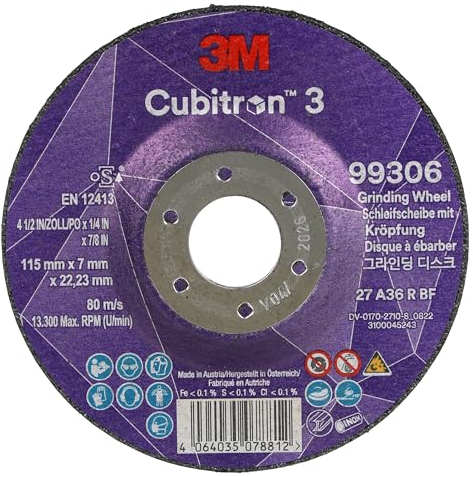 3M Cubitron 3 Schruppscheibe, 99306, 36+, T27, 115 mm x 7 mm x 22,23 mm, EN, 10/Pack