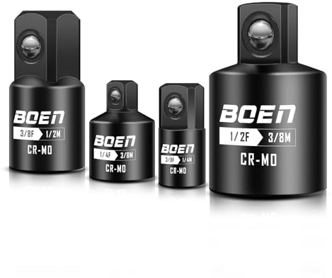 Mr.wintek Stecknussadapter Satz - 4tlg Adapter für Ratschen 3/8 auf 1/2, 1/4 auf 3/8, Schlagschrauberadapter, Chrom Molybdän Stahl