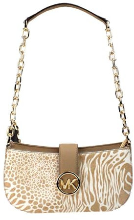 Michael Kors Carmen Umhängetasche mit kleinem Tierdruck, Kalbshaar, Handtasche, CAMEL