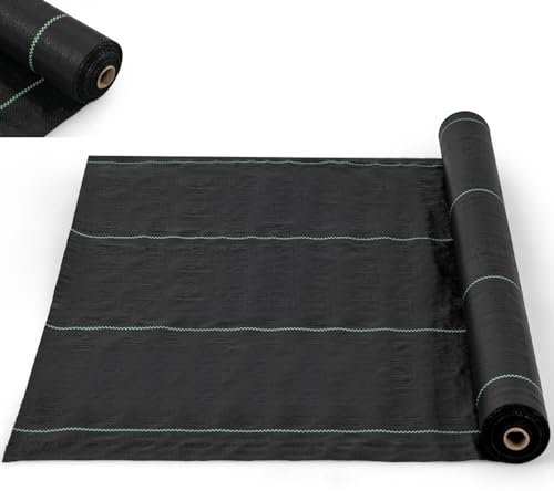 GiantexUK 50mx1m/25mx2m Weed Control Membrane, Heavy Duty Weed Suppressant Barrier Fabric, Breathable UV Stabilised Landscape Ground Cover Roll for Garden Patio Flower Bed Walkway (50mx1m, 100gsm)