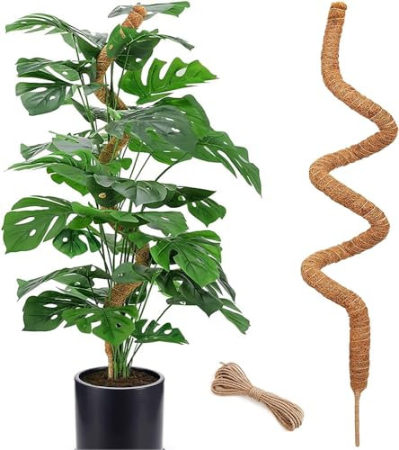Sthrucrack Moss Pole, Coconut Fiber & PVC, Plant Stake, Grey, Rectangular, 120cm (48 Inch), For Monstera, Climbing Plants, Indoor & Outdoor
