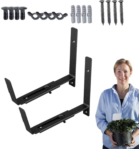 Pflanzkastenhalterungen, Blumenkastenhalterungen für Geländer | Verstellbarer Blumenkastenhalter mit Geländer,Stabile Pflanzkastenhalterungen aus Metall für Terrassengeländer, Fensterbänke,
