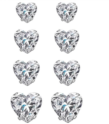 JewelryWe Magnetörhängen set för män kvinnor, rostfritt stål zirkonium magnetiska örhängen falska plugg tunnel öronklämma icke-piercingklämmor utan öronhål, Für Erwachsene, Rostfritt stål, zirkonium