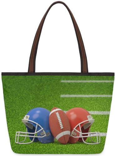American Football und Helme, Tragetasche für Damen, Mädchen, American Football und Helme, große Handtasche, 10,4 l, große Kapazität, Reißverschluss, Schultertasche für Schule, Reisen, Arbeit, farbig,