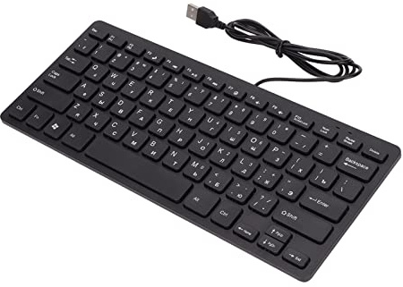 KIMISS Kabelgebundene USB-Tastatur, 78 Tasten, Stumm, Ultradünne -Tastatur, Universell für Desktop und Laptop, Erhältlich in den Sprachversionen Russisch, Französisch und Deutsch