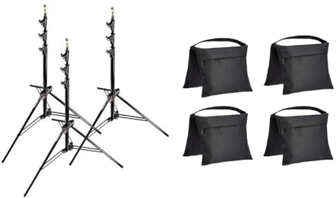 Manfrotto 3er-Pack Stativ Master Schwarz 1004BAC-3 & AmazonBasics Photographic Empty Sandbag for Light Stands, 4 Pack - Amazon Vine