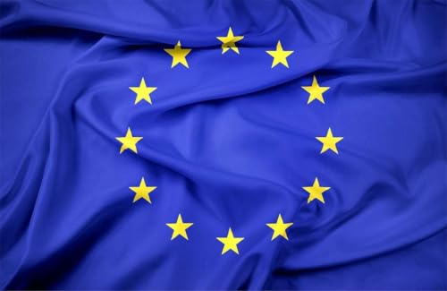 Cosymate Drapeau de l'UE Drapeau de l'Union européenne Drapeau Europe avec œillets en laiton - Drapeau résistant pour mât de drapeau - 100 % polyester, 90 x 150 cm