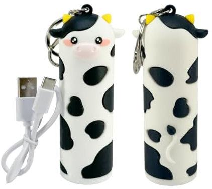 Llavero Power Bank 5000mAh – Batería Externa Compacta y Divertida con Entrada USB-C para Smartphones y Tablets | Cargador Portátil iPhone y Android | Carga Rápida (Vaca)