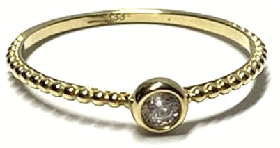 Goldring 333/- Gold Zirkonia rund facettiert zart schmal Schmuckring Ring #55