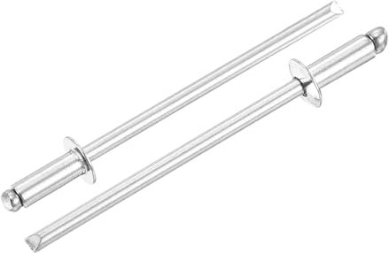 sourcing map Blindnieten aus 304 Edelstahl, 3/32 Zoll x 0,6 cm, offenes Ende, für Heimwerker, Blech, Autoreparaturen, Möbel, Boot und Kanalarbeiten, Silberfarben, 50 Stück