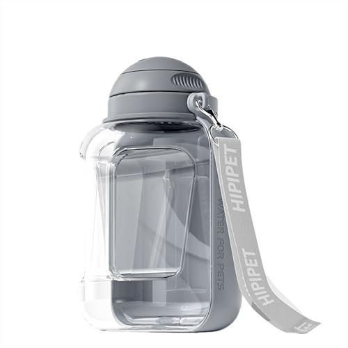 GIBZ Large Portable Dog Water Bottle Foldable Leak Proof Drinking Dispenser for Outdoor Walking Hiking Travel, Grey, 1L