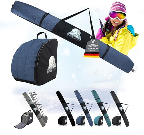 Rawstyle Skitasche Ski-Schuh-Tasche Kombi-Set 160cm 180cm Modell 3 | Wasserdicht, Ski Bag, Ski Cover, Wintersport