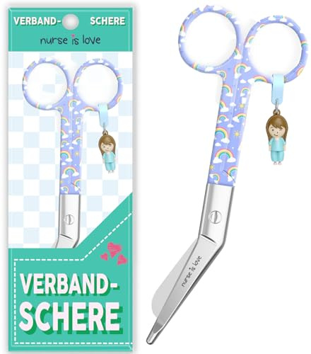 Nurse is Love Forbici Curve Lister per Bende - Forbici di Pronto Soccorso a Punta Arrotondata | Kit Pronto Soccorso | Acciaio Inossidabile | Design Esclusivo - Rainbows