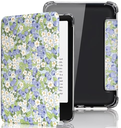 Fancity Hülle Kompatibel mit 6 Zoll Kindle 11. Generation 2024/2022 Release | Transparente Weiche TPU & PU Leder Hülle mit Intelligente Schlaf/Wach Kompatibel mit 6” Kindle 11th Generation, Blueberry