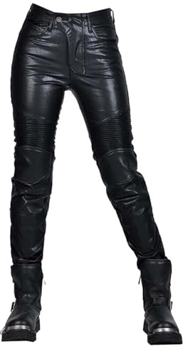GDNKP 5 Packs Womens Summer Motorcycle Riding Leather Racing Pants Gear Breathable Waterproof with Armor Removable Liner,S